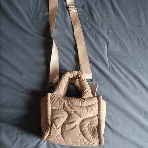 Tan Quilted Tote Bag with Soft Texture